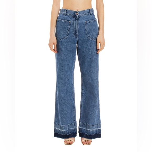 JW Anderson Flared Logo Embroidered Jeans - Blue - Picture 2 of 6